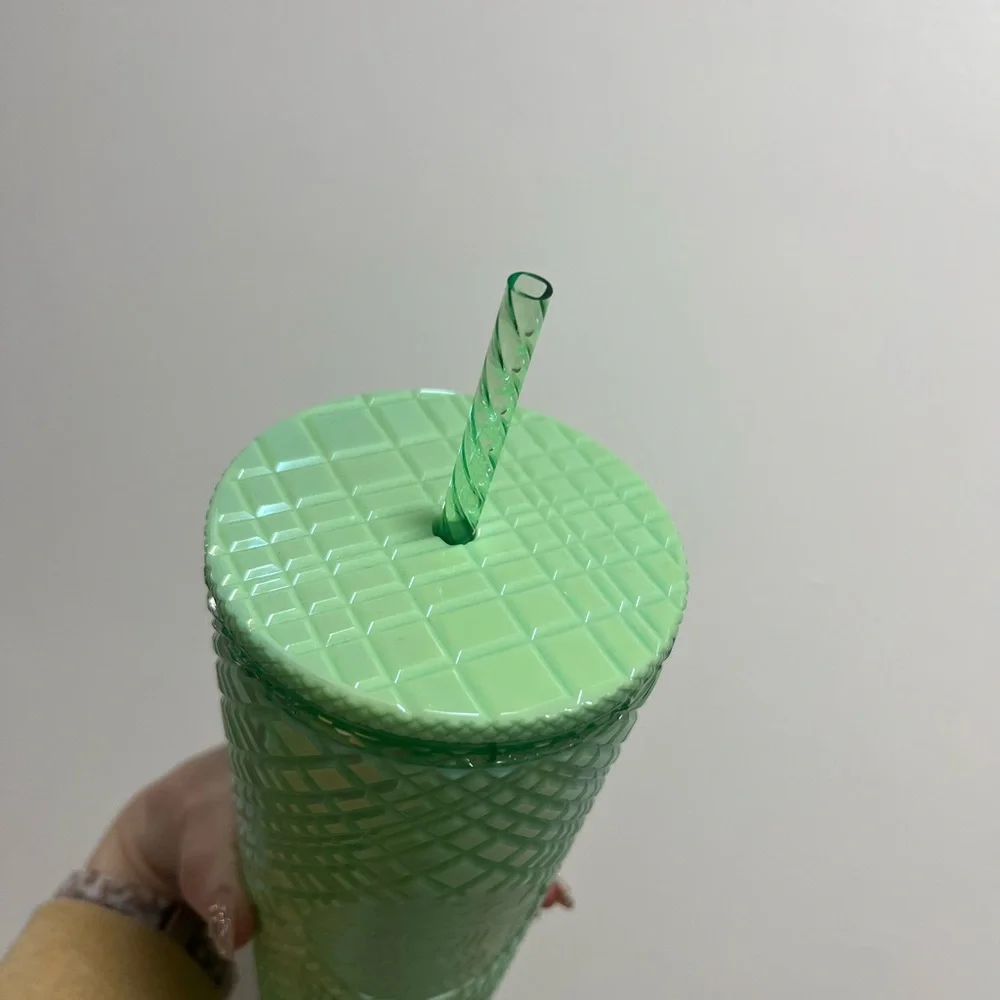 Starbucks 24 oz Iridescent Mint Green Tumbler Cup with Straw